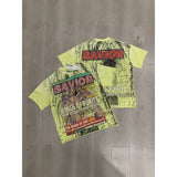 First row american trend high quality washed retro hot diamond casual short-sleeved t-shirt