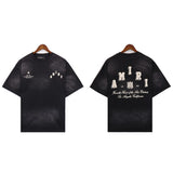 Cross-border wholesale correct version am splash ink flow paint camouflage starry sky graffiti letter short-sleeved high street couple t