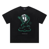 trap gradient letter tiger head short sleeve european and american high street trap star printing t-shirt loose s