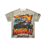 Wholesale american retro rugged play gorilla print t-shirt - distressed, ripped, faux two-piece short sleeve
