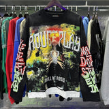 High street style roughplay gorilla print tee - distressed ripped faux layered short sleeve - american retro trend