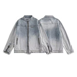 Unisex Baseball Jersey Washed Old Denim Jacket