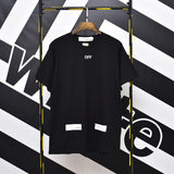 Wholesale off short sleeve ow dissolved arrow gradient starry sky splash ink t-shirt yellow tape warning line love