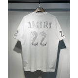 [gram] am flow paint graffiti letter starry sky classic logo print short sleeve couple t-shirt