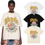 Rhude T Shirts Sailing Nautical Printing Cotton Casual Short Sleeves Men and Women