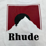 Rhude T Shirts Red Sunset Print Cotton Casual Short Sleeve Men and Women