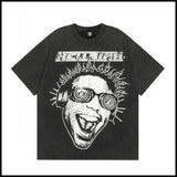 Hs american high street retro washed portrait short-sleeved t-shirt long sleeves sweatshirt hoodie