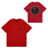Summer running volume stussy short-sleeved t-shirt dice black eight ice cream comfy basics american couple summer t