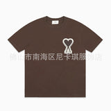 Am short-sleeve macaron color heart embroidery pure cotton loose summer fashion t-shirt crew neck top