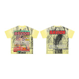 First row wake up and be fierce flame tee hot diamond washed and distressed short