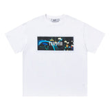 trap gradient letter tiger head short sleeve european and american high street trap star printing t-shirt loose s