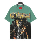 gods short-sleeved heavy weight washed fog high street rock band skull pure cottonprinting t-shirt