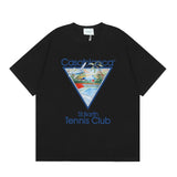 casa casablanca short-sleeved fantasy door letter logo printingstylish round neck short-sleeved t-shirt