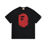 Early spring/summer camo ape head collaboration - little monkey logo print short sleeve couple's trendy tee