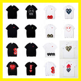 Kawakubo plaloveembroider short-sleeved pure cotton red heart eyes couple t-shirty long sleeves shirt taobao ling