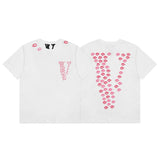 Cross-border supply large v letter lne cherry blossom short half-sleeve sketch embroidery lip print graffiti print short