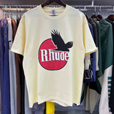 Rhude T Shirts Black Peace Dove Print Cotton Casual Short Sleeve Men and Women