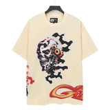 Cross-border wholesale high version gods short-sleeved heavy weight washed fog high street skull pure cotton printed round