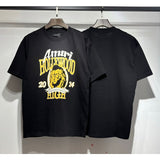 [gram] am flow paint graffiti letter starry sky classic logo print short sleeve couple t-shirt