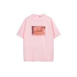 Ac letter print high street washed distressed vintage oversized short sleeve couple t-shirt