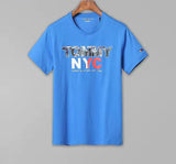 Tommy T Shirts Tommy Men's Short-Sleeved Cotton round Neck Bottoming Shirt Summer Printed T-shirt