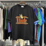 Rhude T Shirts Eagle Rossa Printed Cotton Casual Short Sleeve Men and Women