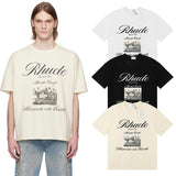Rhude T Shirts Heave on Earth Printed Cotton Casual Short Sleeve Men and Women