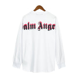 pa long sleeve t-shirt palm tree back letter big logo bat sleeve os dropped shoulders