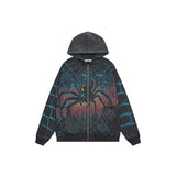American retro valeforever washed & distressed hotfix rhinestone cotton shorts high street hooded sweatshirt