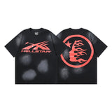 pa long sleeve t-shirt palm tree back letter big logo bat sleeve os dropped shoulders