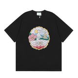 Summer collection: casa casablanca print oversized short-sleeve t-shirt - premium heavyweight cotton