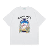 Summer collection: casa casablanca print oversized short-sleeve t-shirt - premium heavyweight cotton
