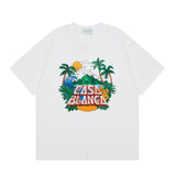 casa casablanca short-sleeved fantasy door letter logo printingstylish round neck short-sleeved t-shirt