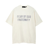 Fog icon double line essentials american high street summerloose couple short sleeve trendy heavy weight t-shirt