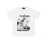 Erd: brooding rich kid - american retro portrait print rock 'n' roll hip-hop pocket oversized short sleeve tee
