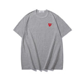 Kawakubo plaloveembroider short-sleeved pure cotton red heart eyes couple t-shirt y star style long sleeves shirt