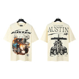 american trend high quality loose t-shirt pure cotton front and rear high-definition printing casualcoupletrendy short sleeves