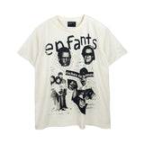 Erd melancholic rich second generation short-sleeved portrait sketch graffiti cross-border new high street loosecasual print