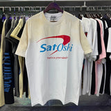 Wholesale american retrosatoshi hot diamond letters ripped washed distressedloose short sleeve t-shirt