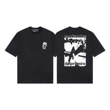 Erd rich second generation loose version american trend quiet eye printing round neck short sleeve t-shirt couple outfit