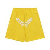 Spder hip hop singer youngthug foam letter couple short-sleeved t-shirt full of diamonds shorts