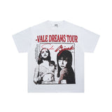 American retro valeforever washed & distressed hotfix rhinestone cotton short sleeve high street star t-shirt