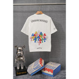 authentic edition chest pocket cross gradient horseshoe flower print short sleeve couple t-shirt
