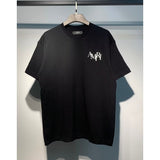 [gram] am peace dove flowing paint graffiti letter starry sky classic logo printing short sleeve couple t-shirt