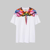 Correct version mb short-sleeved couple outfit colorful wings feather t-shirt marcelo european and american classic