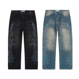 American retro valeforever washed distressed hotfix rhinestone ripped denim shorts - high street style