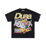 Ss street duaa retro washed and distressed hot-drilled ripped short-sleeved t-shirt