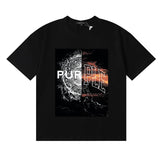 Wholesale high street purple br@nd american style short sleeve loose retro casual t-shirt couple trendy tee