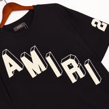 Cross-border wholesale correct version am splash ink flow paint camouflage starry sky graffiti letter short-sleeved high street couple t
