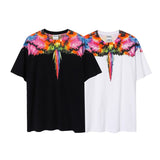 Correct version mb short-sleeved couple outfit colorful wings feather t-shirt marcelo european and american classic